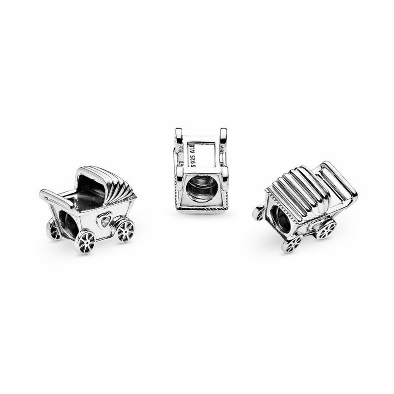 Pandora Baby's Pram Charm Ireland - Sterling Silver/Cubic Zirconia - 478065XOM